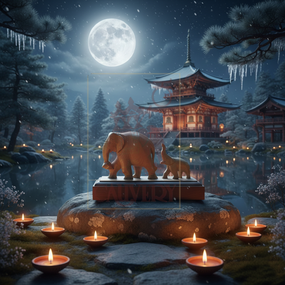 Sandalwood Elephant Set 2"
