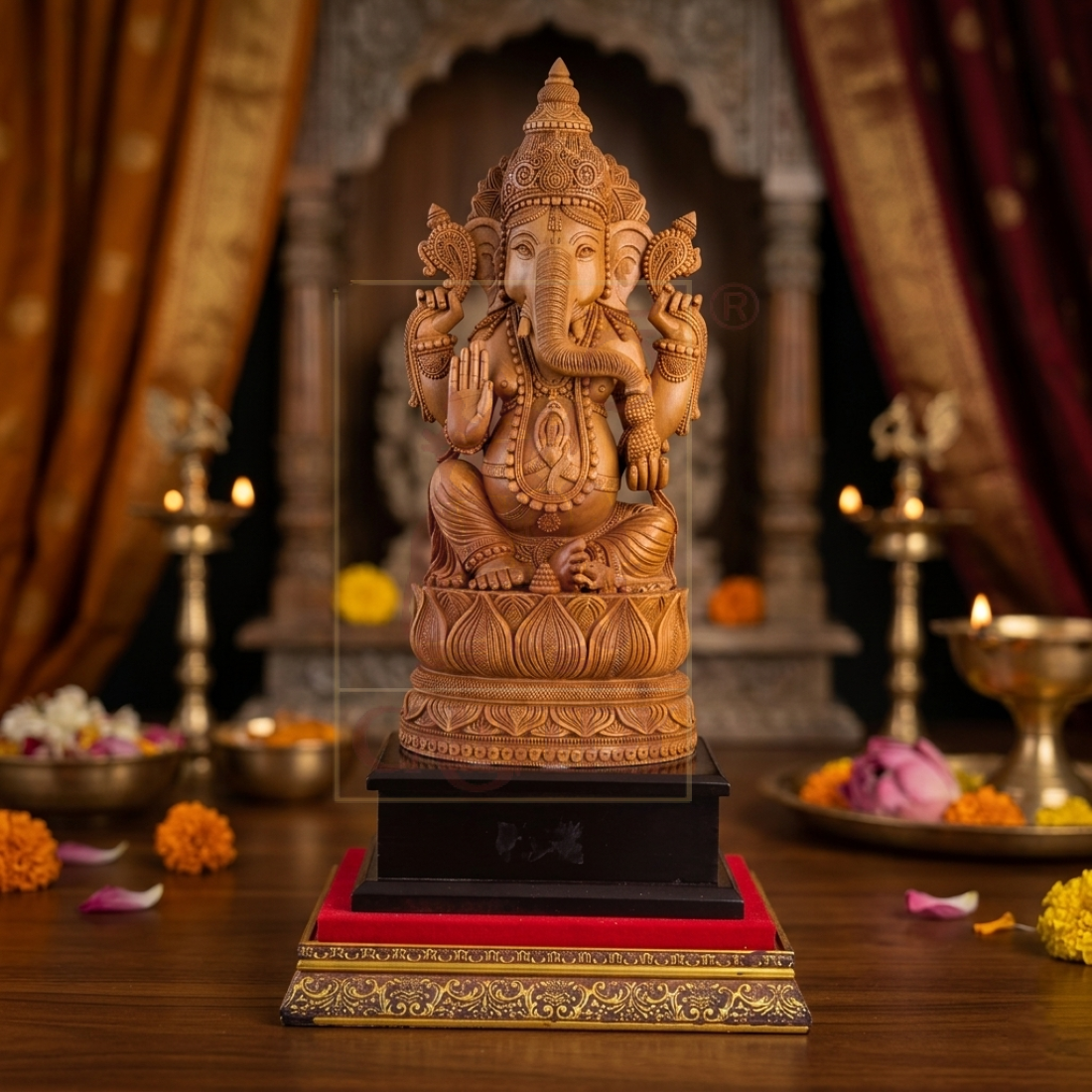Ganesha on Kamal God Figure 16"