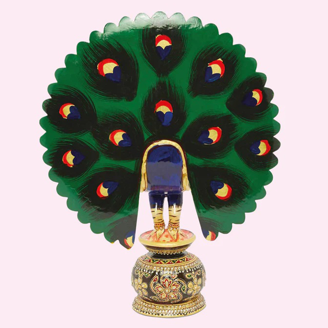 Wooden Handpainted Dancing Peacock 12 in